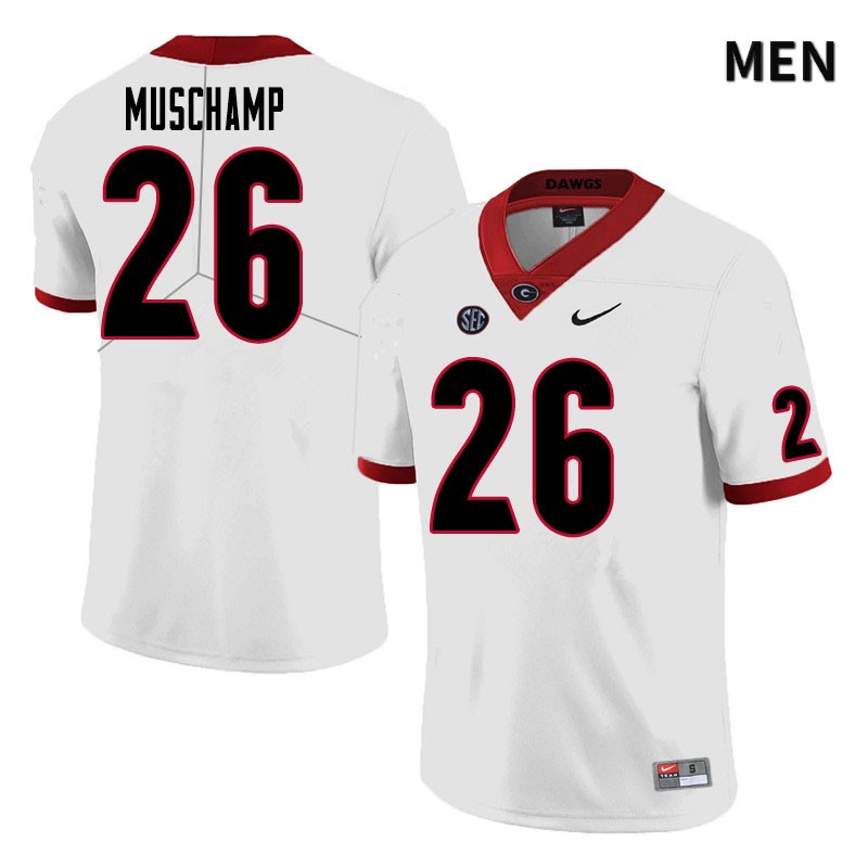 Georgia Bulldogs Men's Jackson Muschamp #26 White Stitched College UGA Football Jersey 23GF015EO